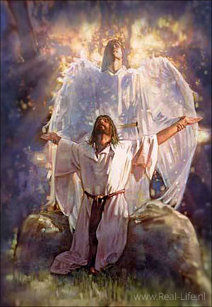 Een engel troost Jezus in de hof van Gethsemane